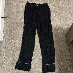 Victoria's Secret Black Satin Lounge Pants with White Trim